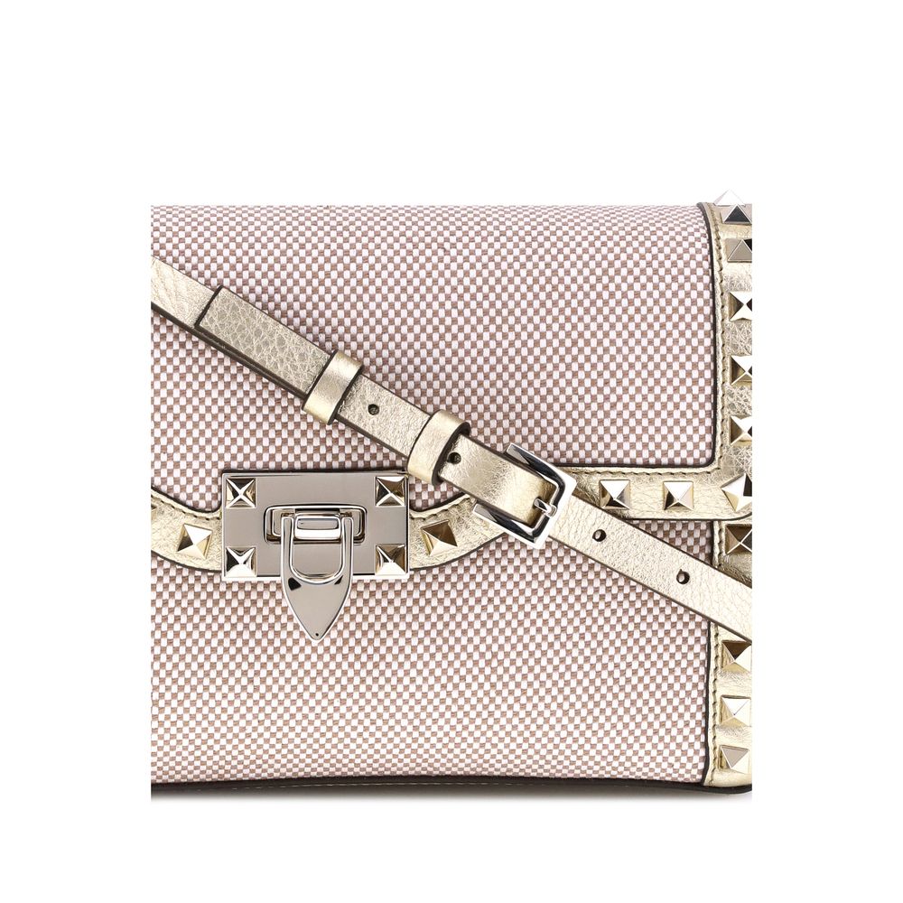 Valentino Garavani Liten Rockstud-axelväska i canvas