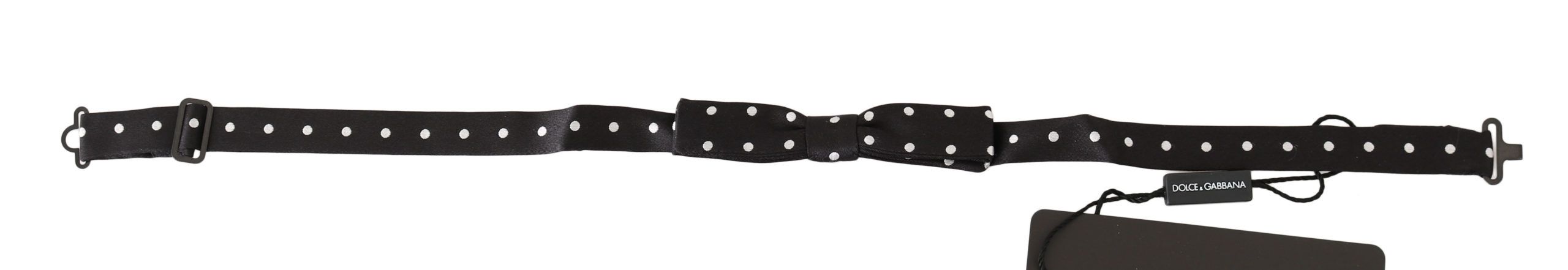 Dolce & Gabbana Svart 100% Sidenprickig Justerbar Fluga med Halsringning
