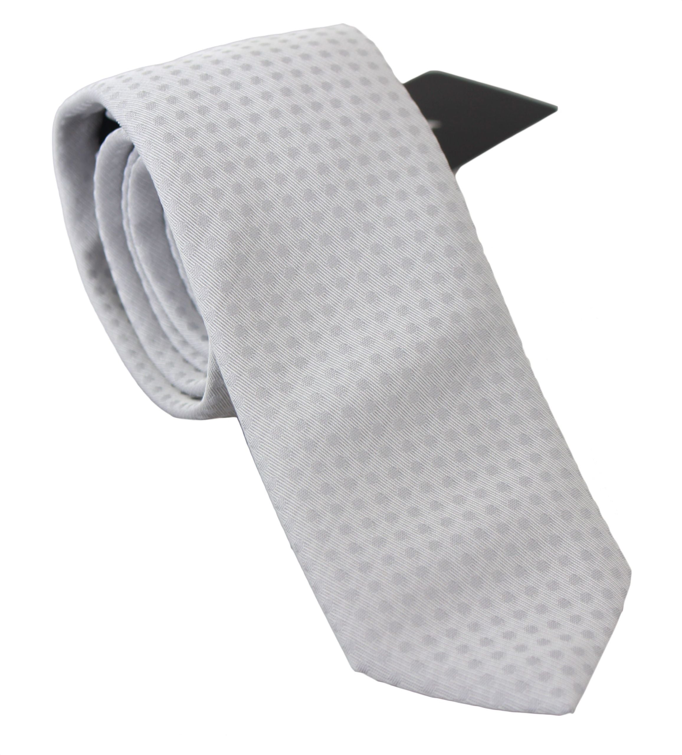 Dolce & Gabbana Vit Mönstrad Klassisk Herrslips Smal Slips