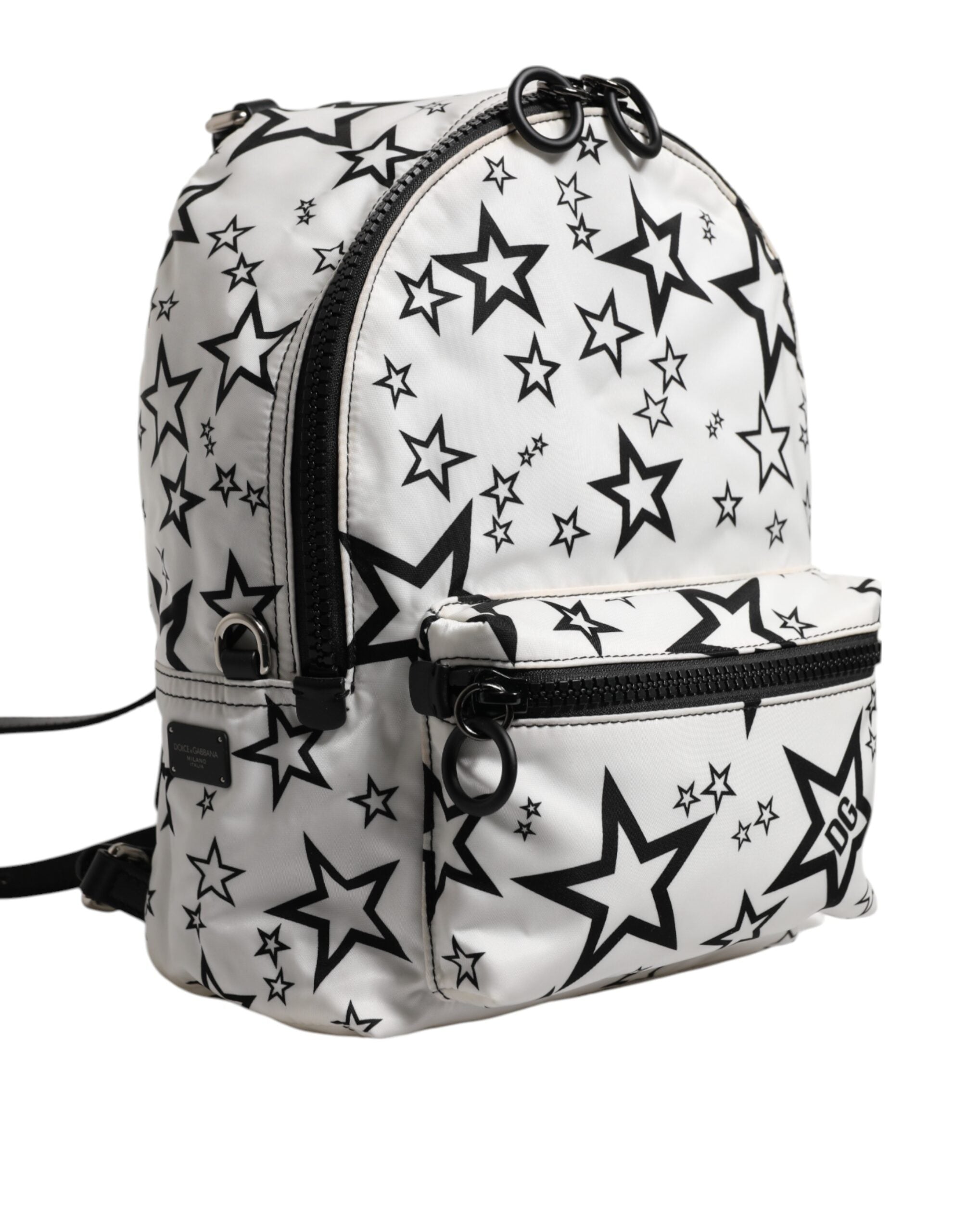 Dolce & Gabbana Vit DG Stjärnmönster Nylon Reseryggsäck