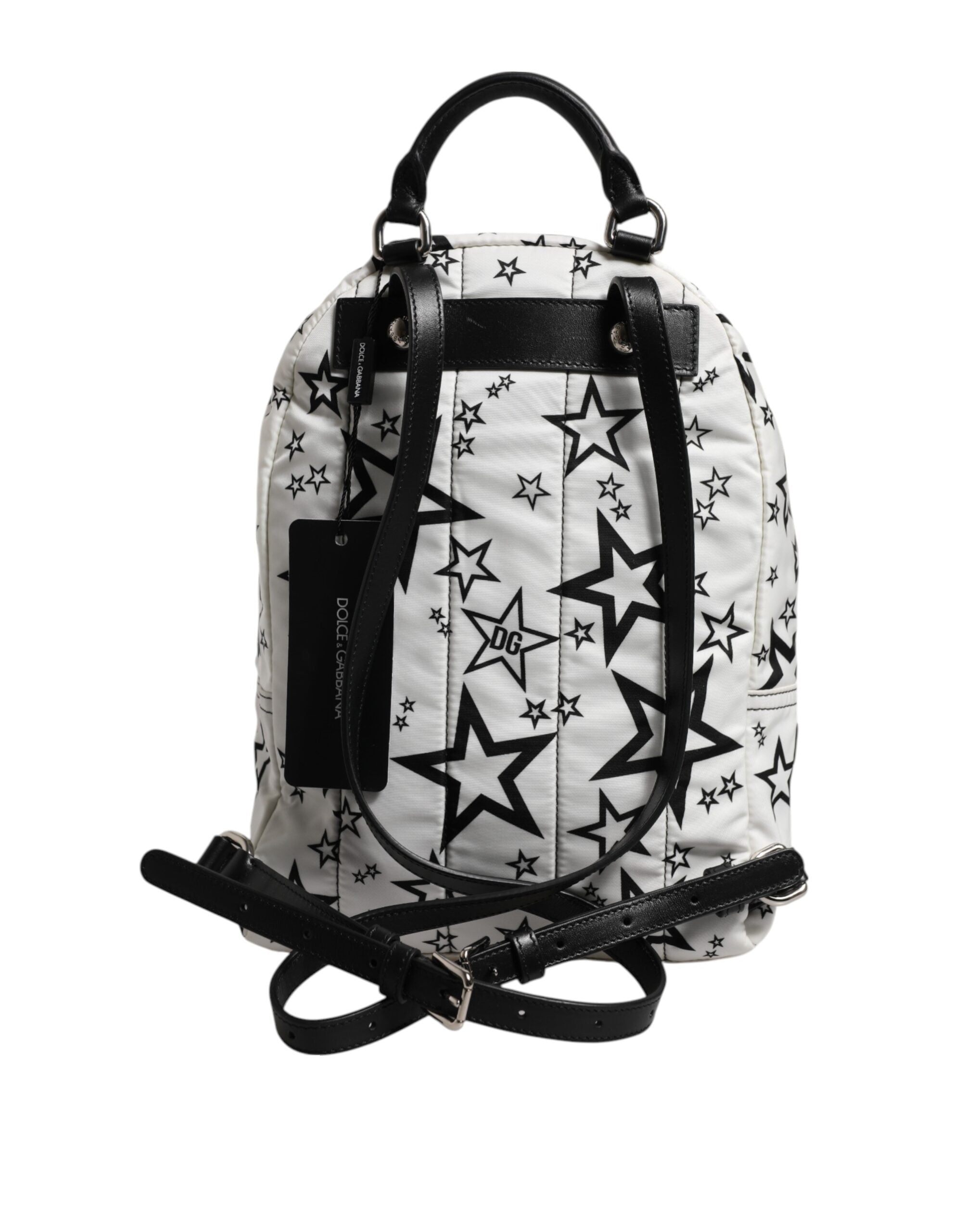 Dolce & Gabbana Vit DG Stjärnmönster Nylon Reseryggsäck