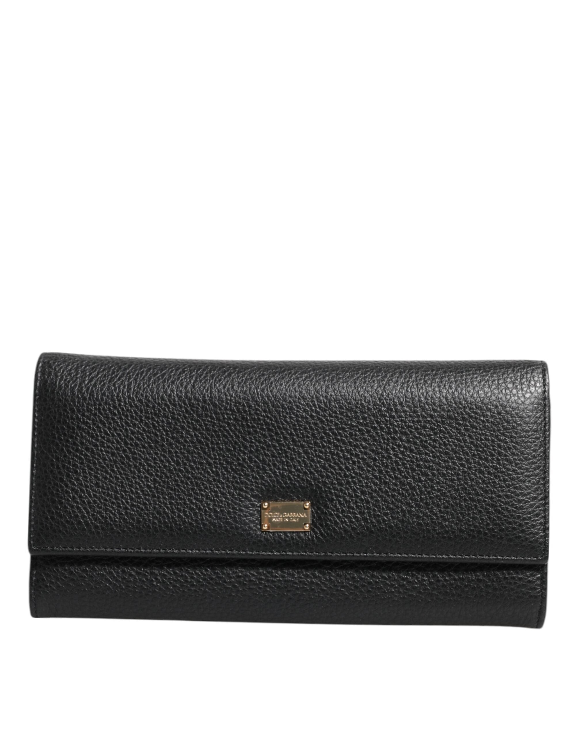 Dolce & Gabbana svart läderplånbok med trefaldig logotyp och korthållare