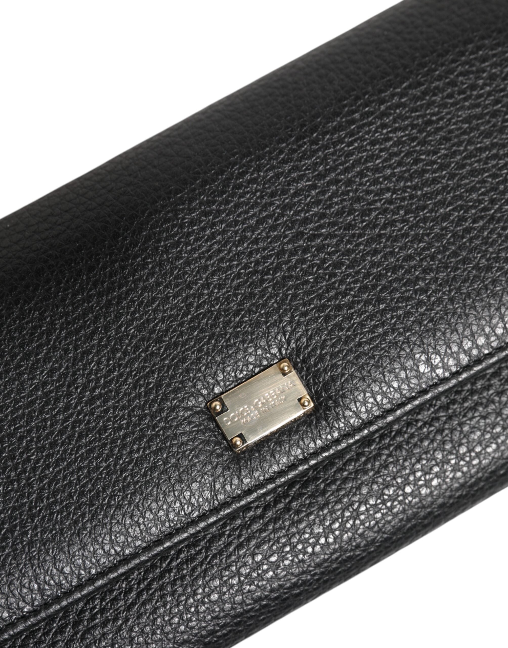 Dolce & Gabbana svart läderplånbok med trefaldig logotyp och korthållare