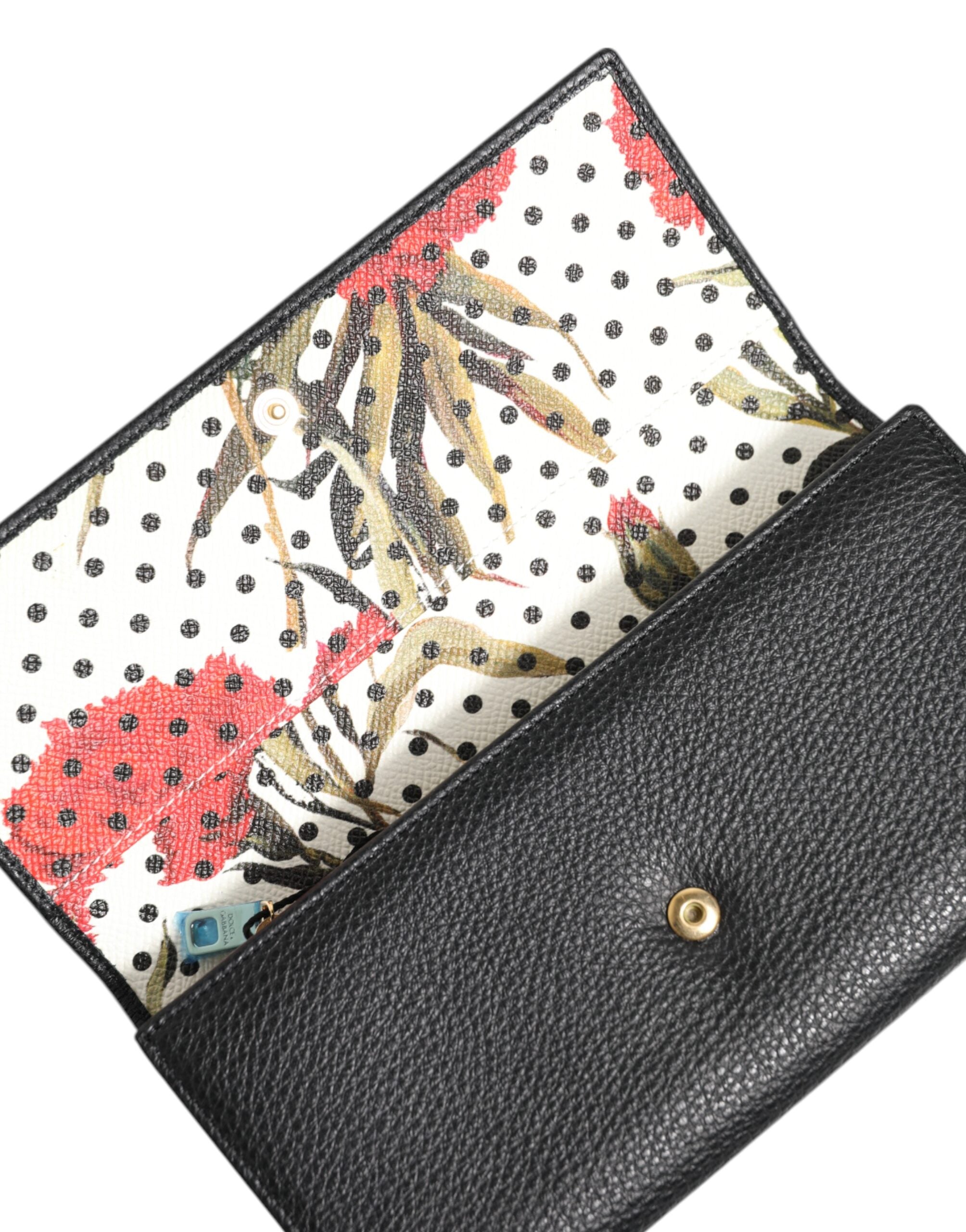 Dolce & Gabbana svart läderplånbok med trefaldig logotyp och korthållare