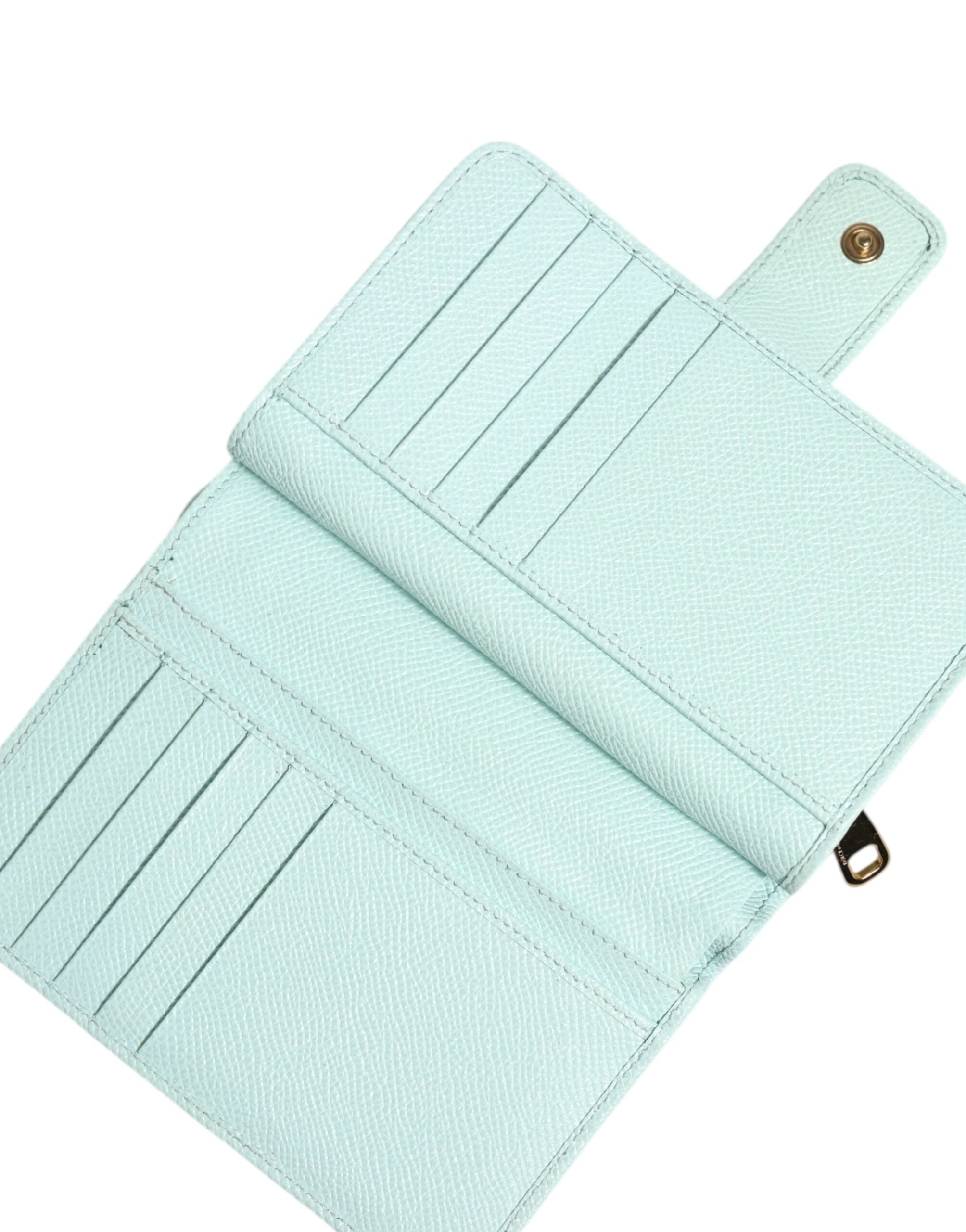 Dolce & Gabbana Mintgrön Läder Bifold Continental Clutch Plånbok
