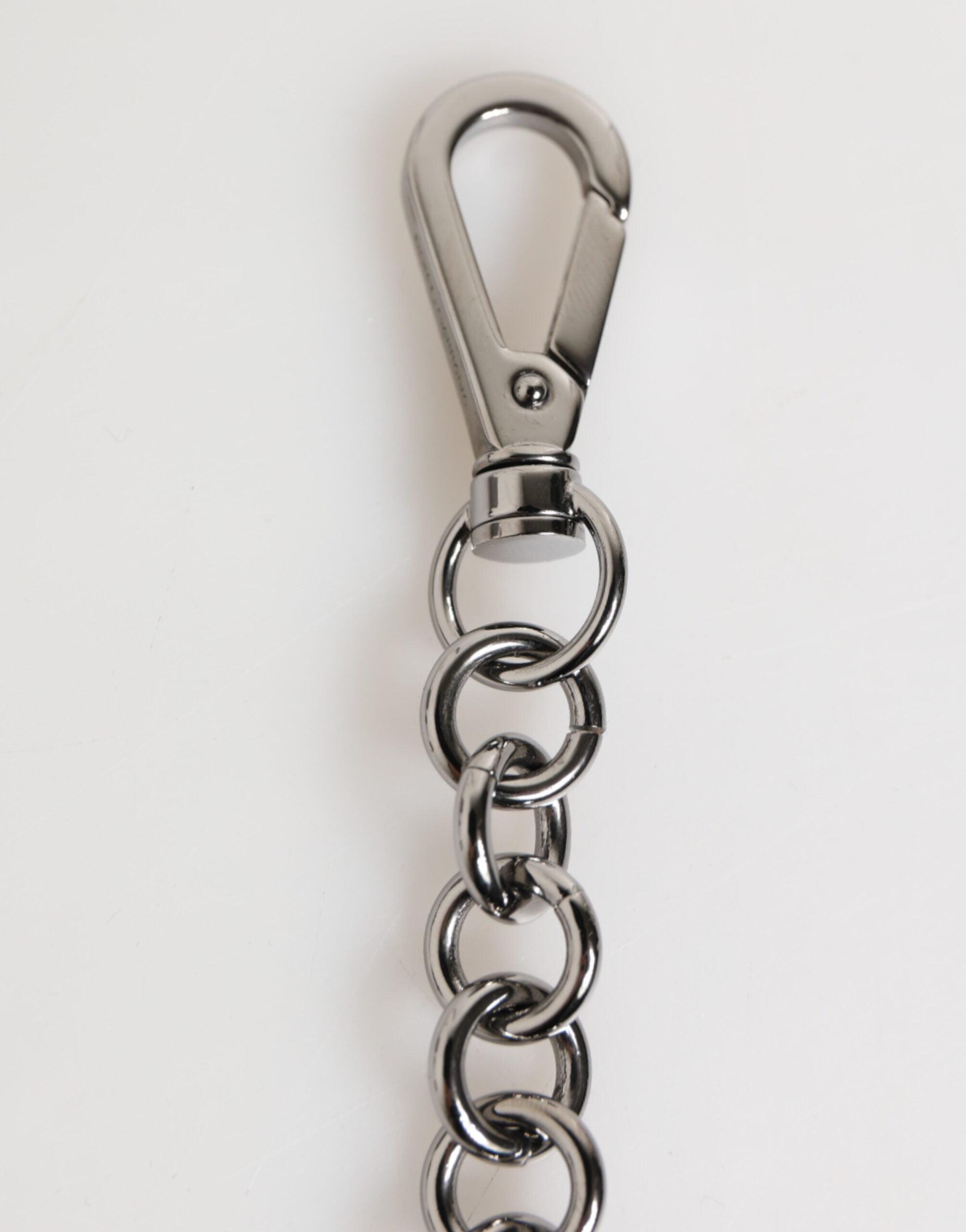 Dolce & Gabbana Svartvit DG Gummilogotyp Silver Herrnyckelring Nyckelring