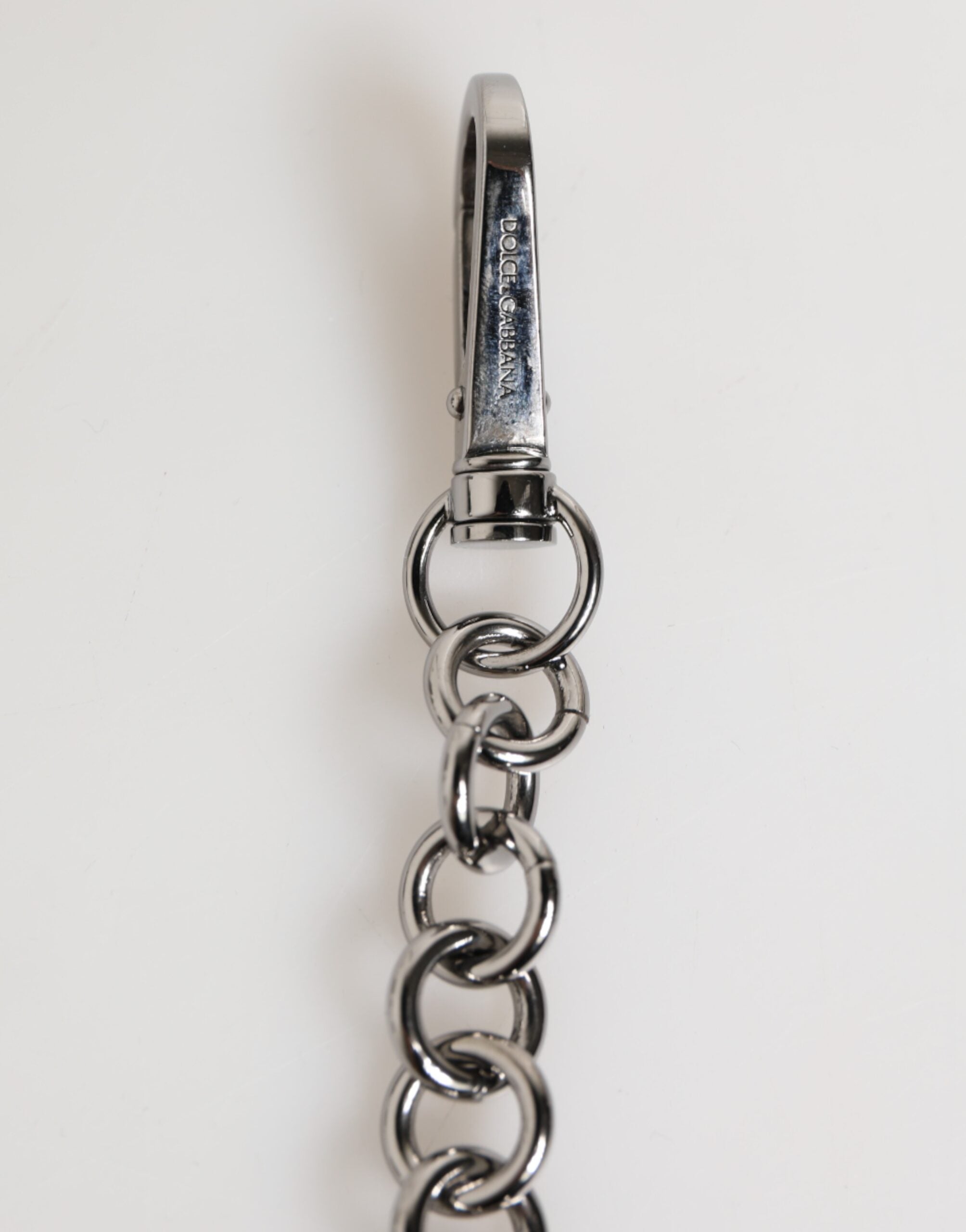 Dolce & Gabbana Svartvit DG Gummilogotyp Silver Herrnyckelring Nyckelring