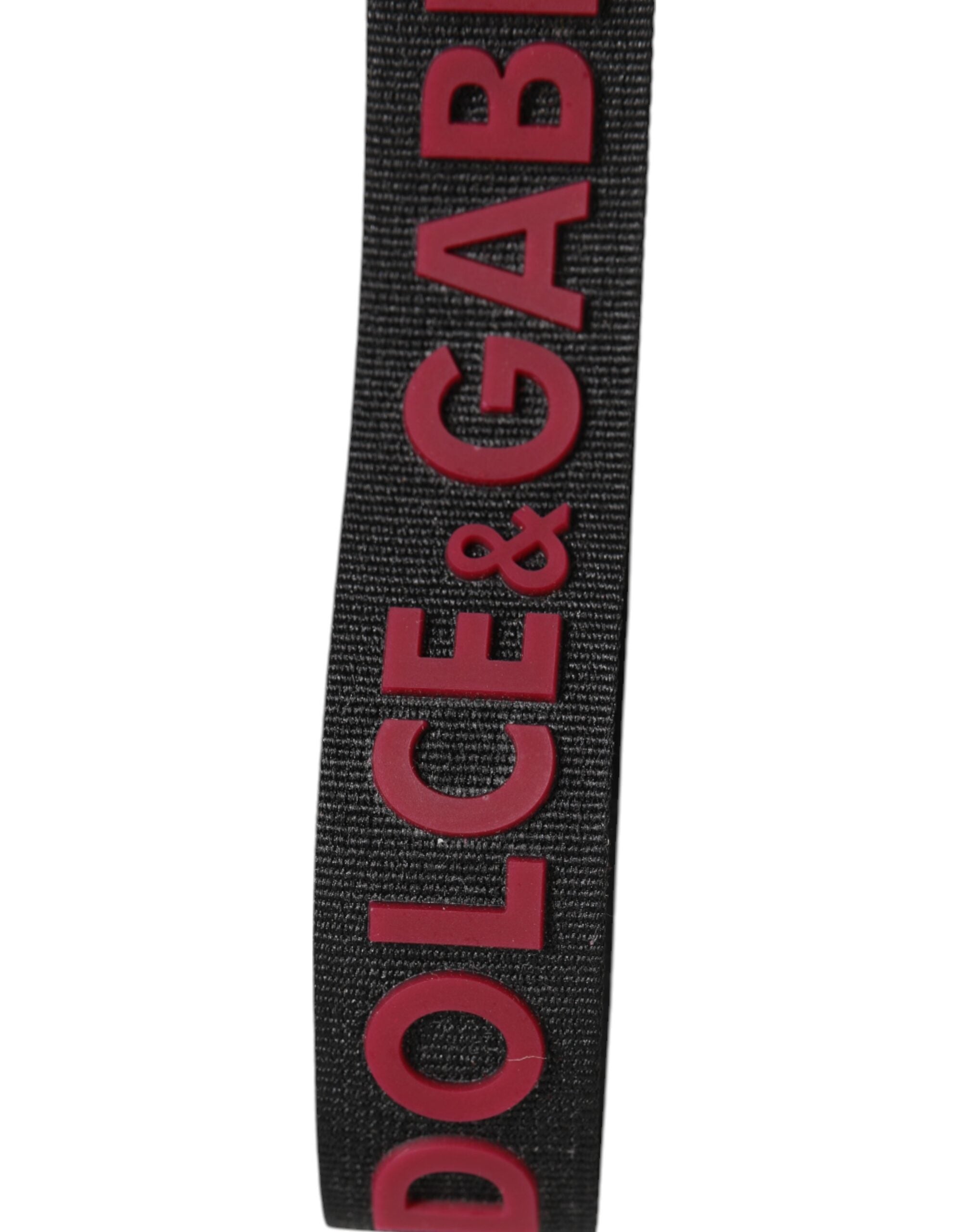 Dolce & Gabbana Svart Röd DG Logo Polyester Silver Herr Nyckelring Nyckelring