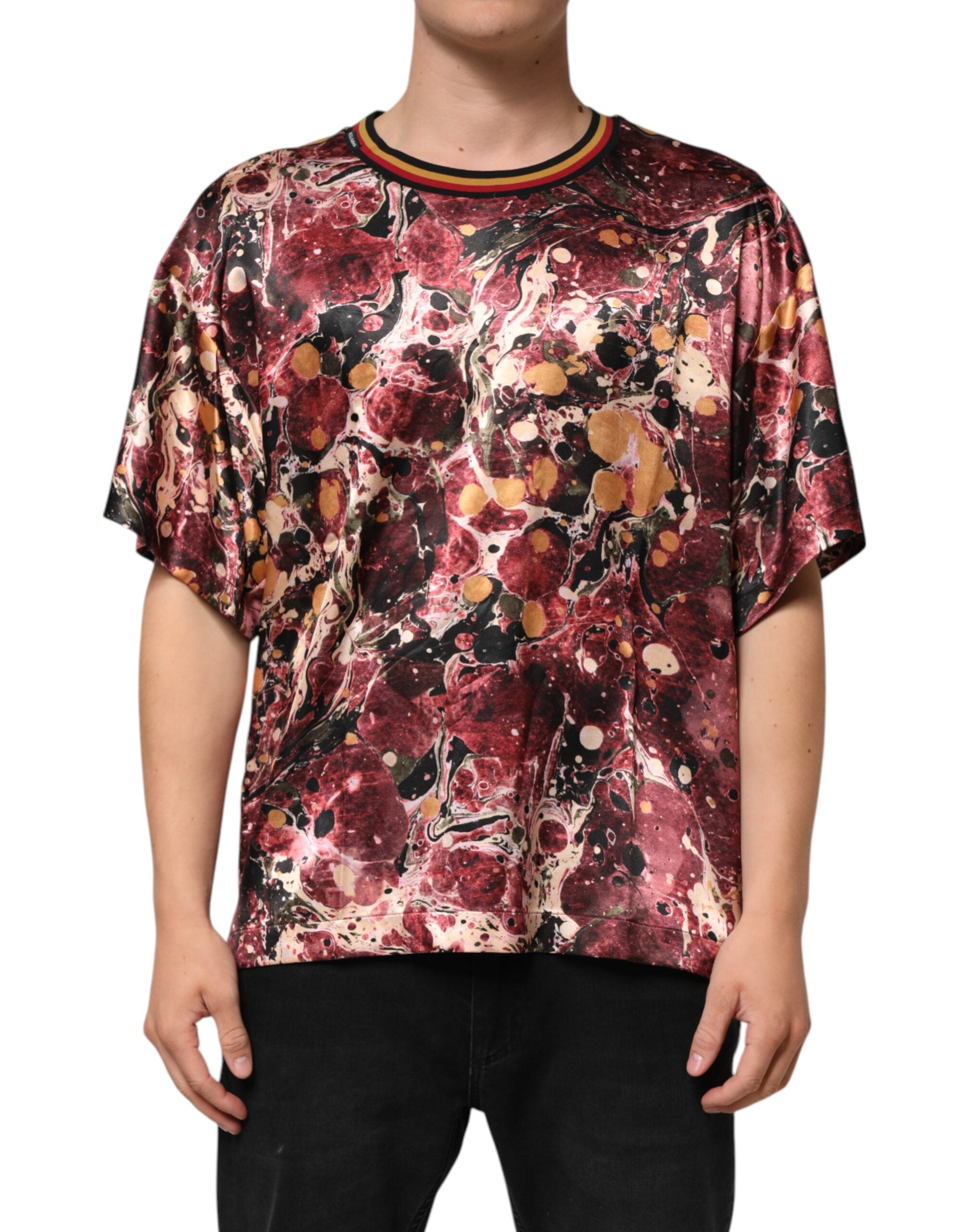 Dolce & Gabbana Flerfärgad Polyester Marmor Mönstrad Oversize T-shirt