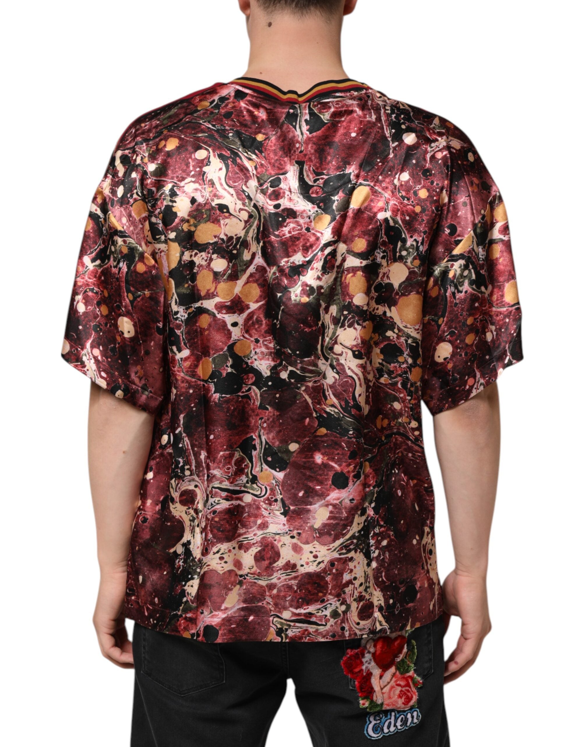 Dolce & Gabbana Flerfärgad Polyester Marmor Mönstrad Oversize T-shirt