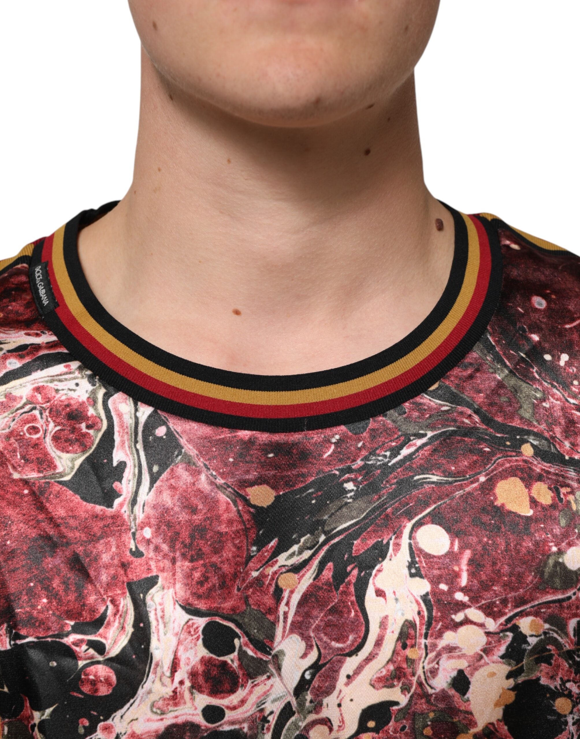 Dolce & Gabbana Flerfärgad Polyester Marmor Mönstrad Oversize T-shirt