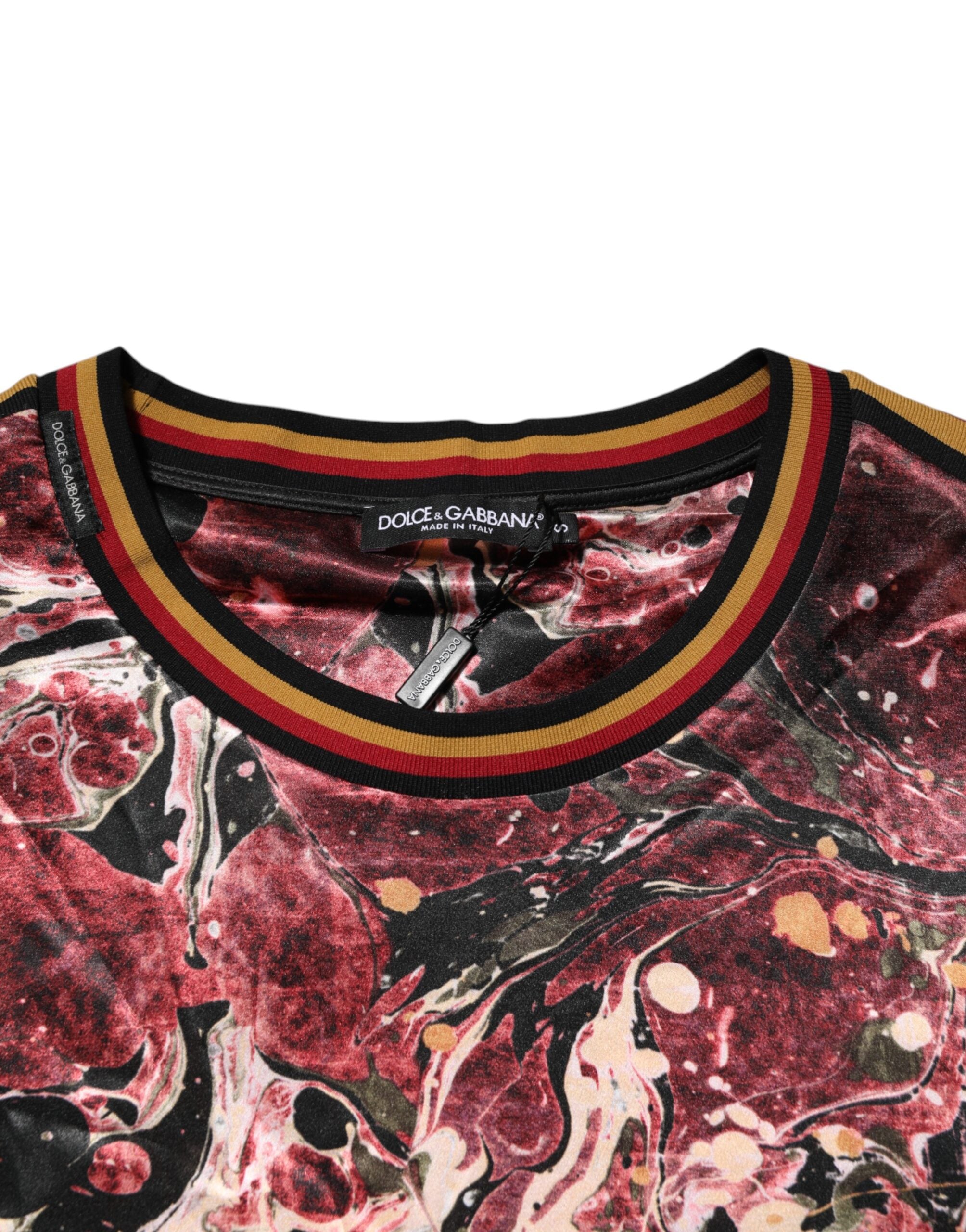 Dolce & Gabbana Flerfärgad Polyester Marmor Mönstrad Oversize T-shirt
