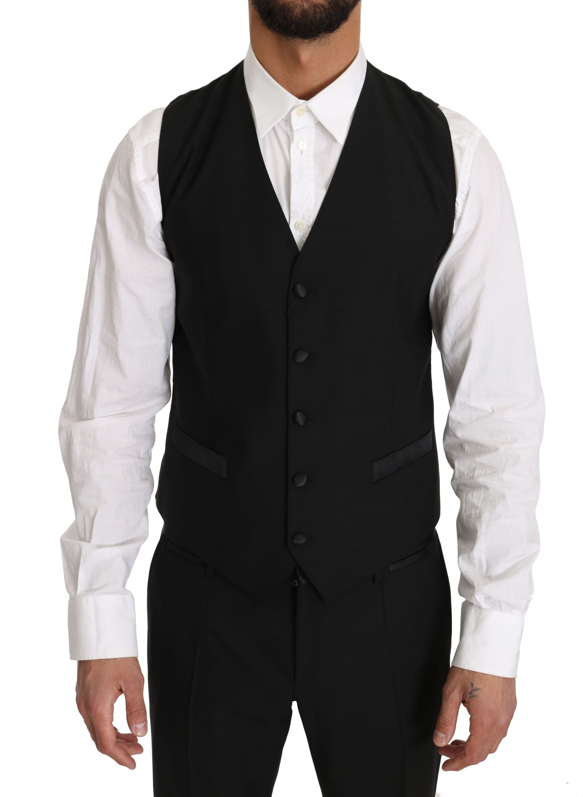 Dolce & Gabbana Svart Klänning Väst i Ull Gillet Vest