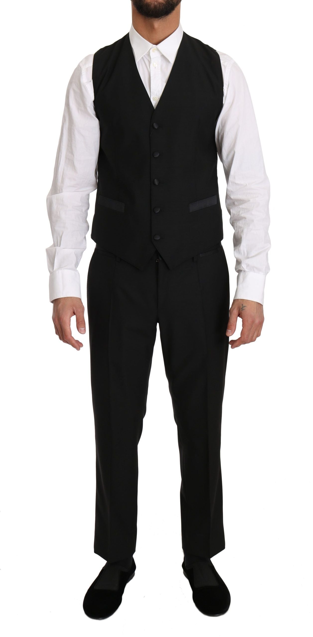Dolce & Gabbana Svart Klänning Väst i Ull Gillet Vest