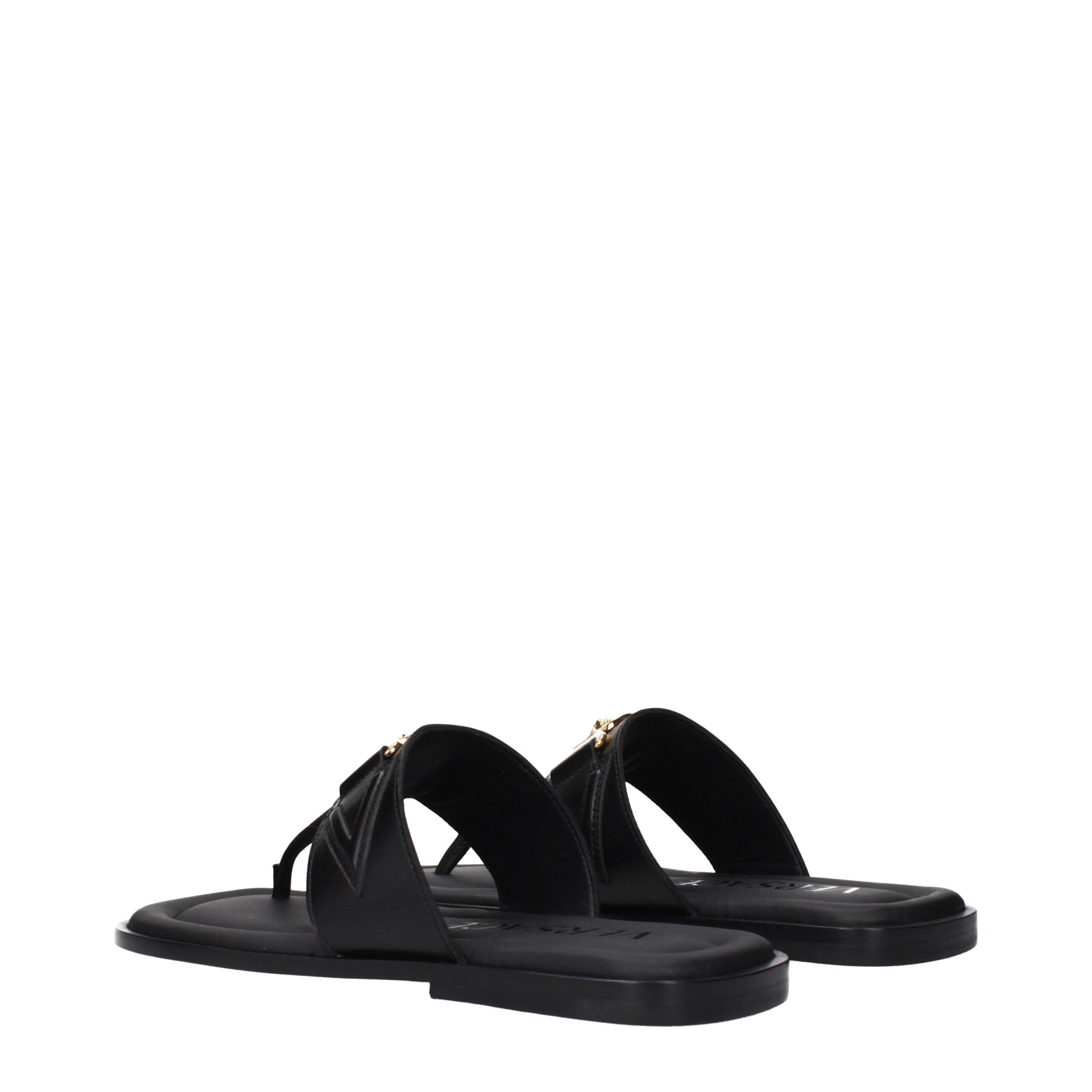 Versace svarta läderflip-flop-sandaler