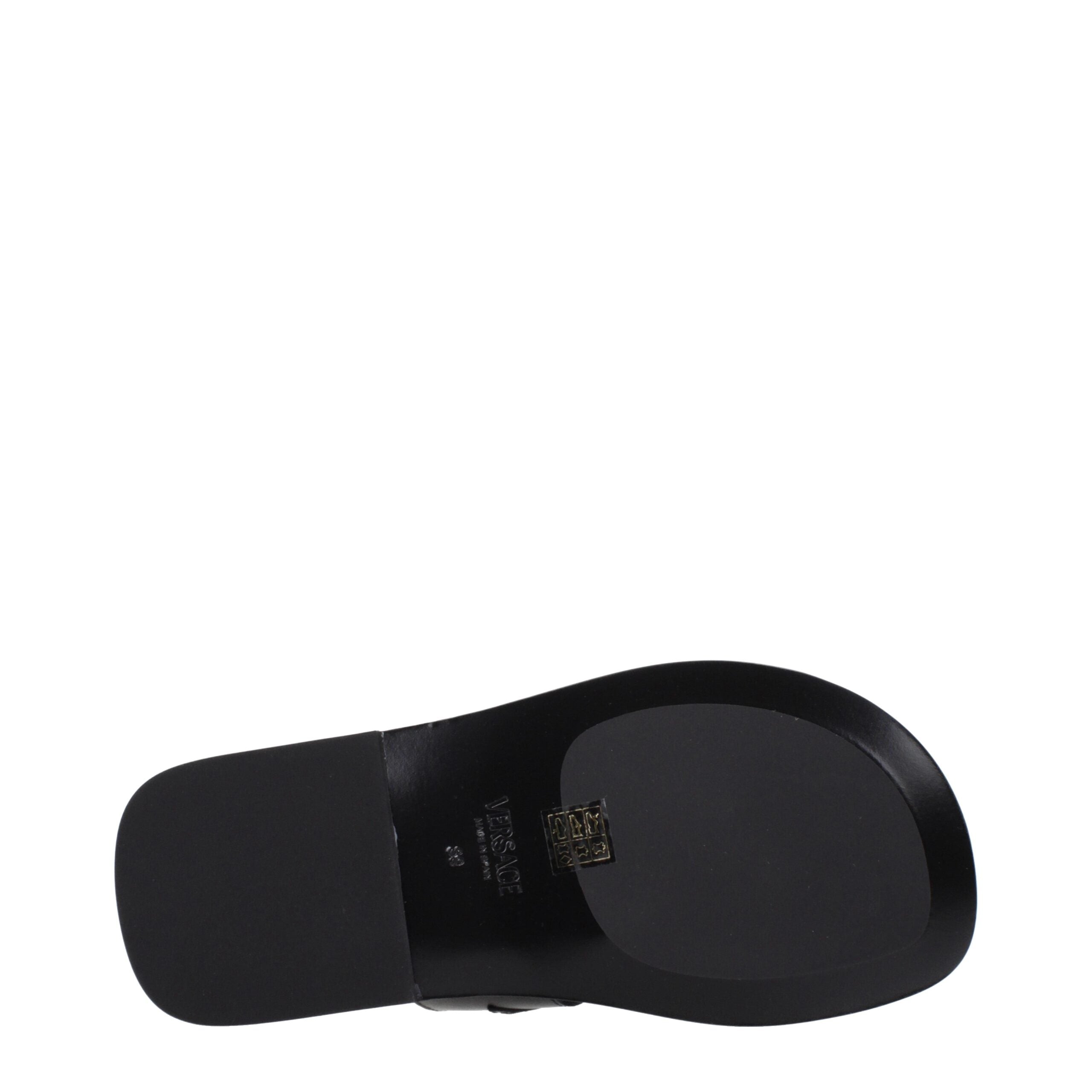 Versace svarta läderflip-flop-sandaler