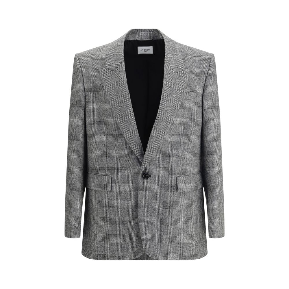 Saint Laurent Prince de Galles blazer i ullflanell