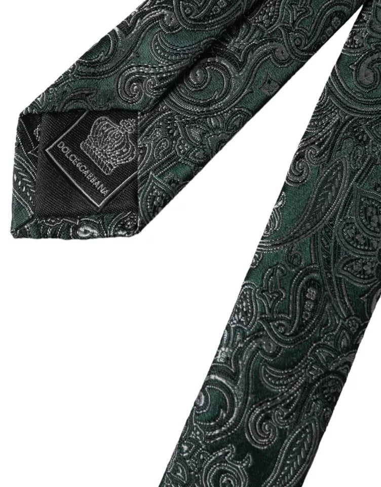 Dolce & Gabbana Grön Blommigt Mönster 100% Siden Justerbar Herrslips