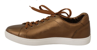 Dolce &amp; Gabbana Gold Leather Mens Casual Sneakers