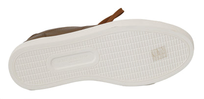 Dolce &amp; Gabbana Gold Leather Mens Casual Sneakers