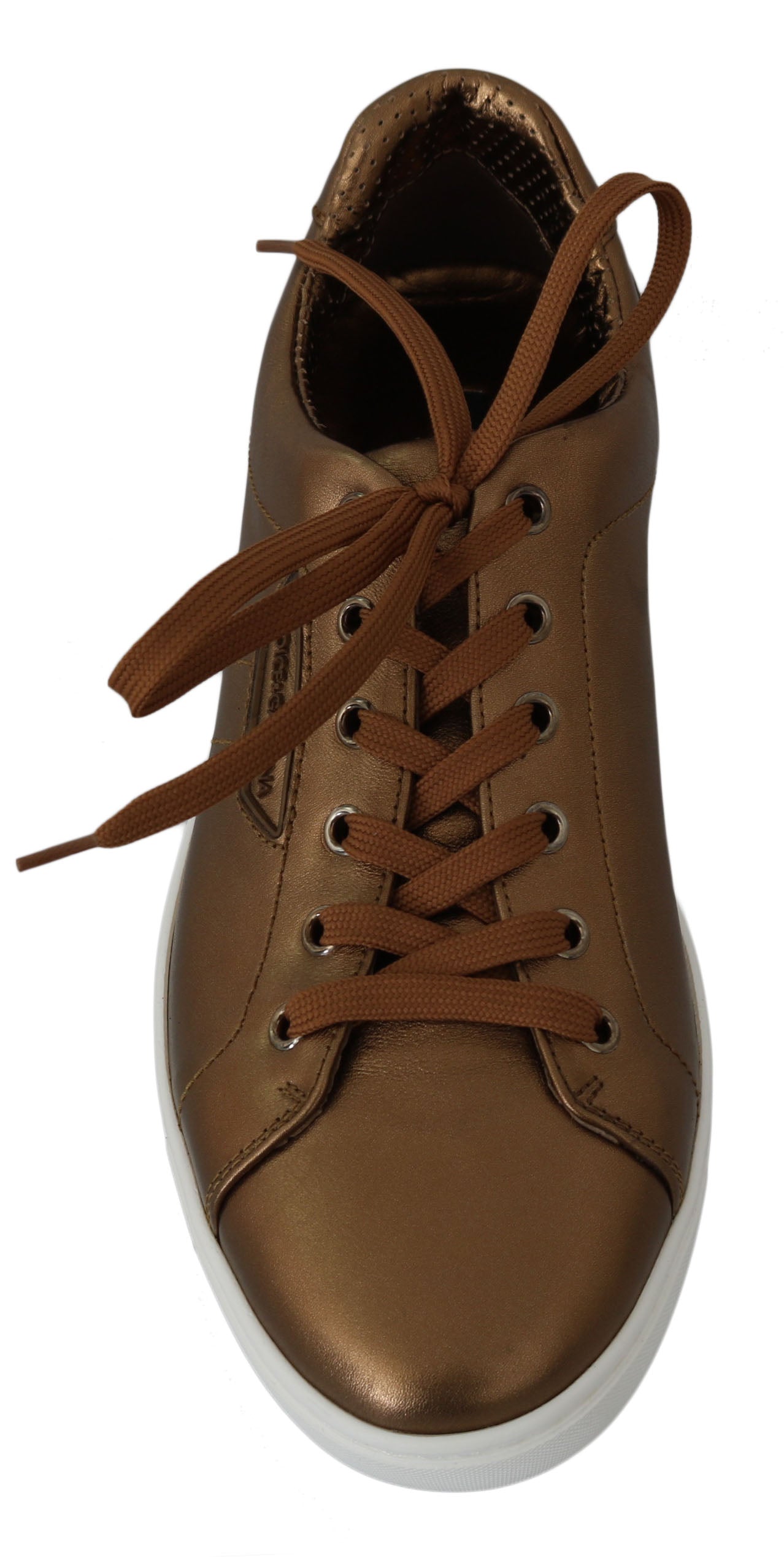 Dolce &amp; Gabbana Gold Leather Mens Casual Sneakers