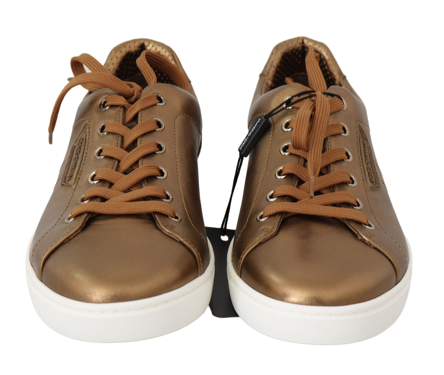 Dolce &amp; Gabbana Gold Leather Mens Casual Sneakers