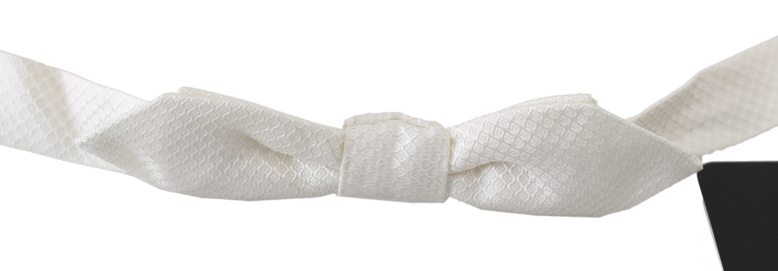 Dolce &amp; Gabbana White 100% Silk Slim Adjustable Neck Papillon Men Tie