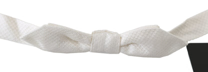 Dolce &amp; Gabbana White 100% Silk Slim Adjustable Neck Papillon Men Tie