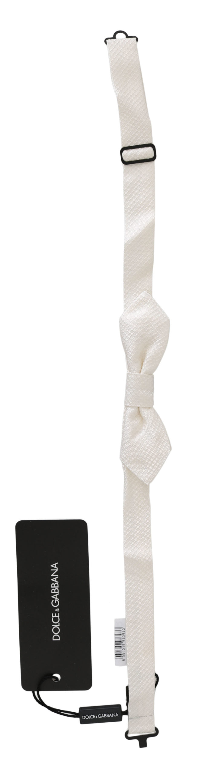 Dolce &amp; Gabbana White 100% Silk Slim Adjustable Neck Papillon Men Tie