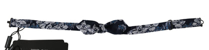 Dolce &amp; Gabbana Navy Blue Floral Slim Adjustable Neck Papillon Men  Bow Tie