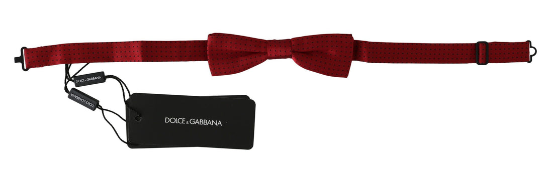 Dolce &amp;amp; Gabbana Rödprickig Sidenfluga med Justerbar Halsringning och Papillon