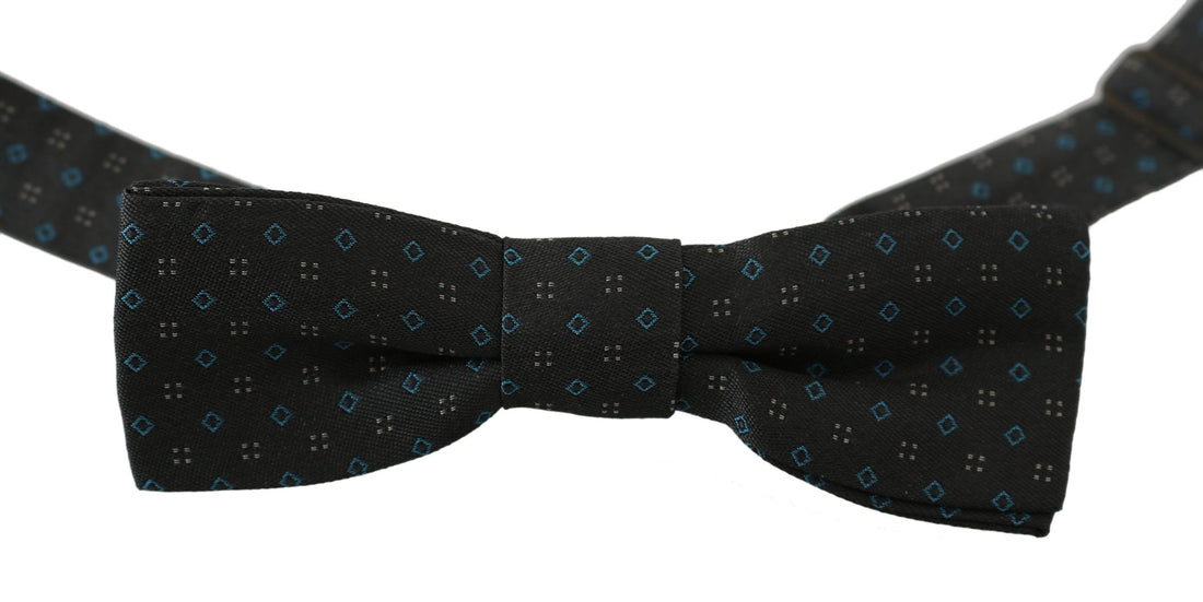 Dolce &amp; Gabbana Men Gray Pattern Silk Adjustable Neck Papillon Bow Tie
