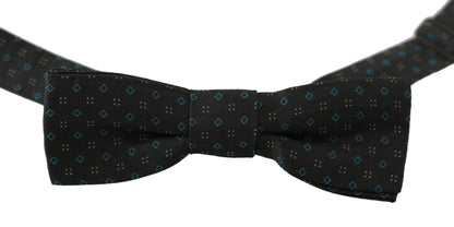 Dolce &amp; Gabbana Men Gray Pattern Silk Adjustable Neck Papillon Bow Tie