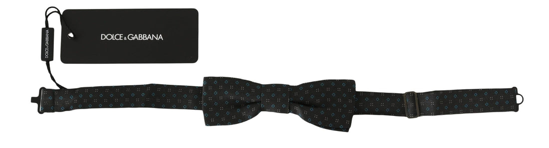 Dolce &amp; Gabbana Men Gray Pattern Silk Adjustable Neck Papillon Bow Tie