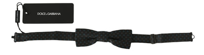 Dolce &amp; Gabbana Men Gray Pattern Silk Adjustable Neck Papillon Bow Tie