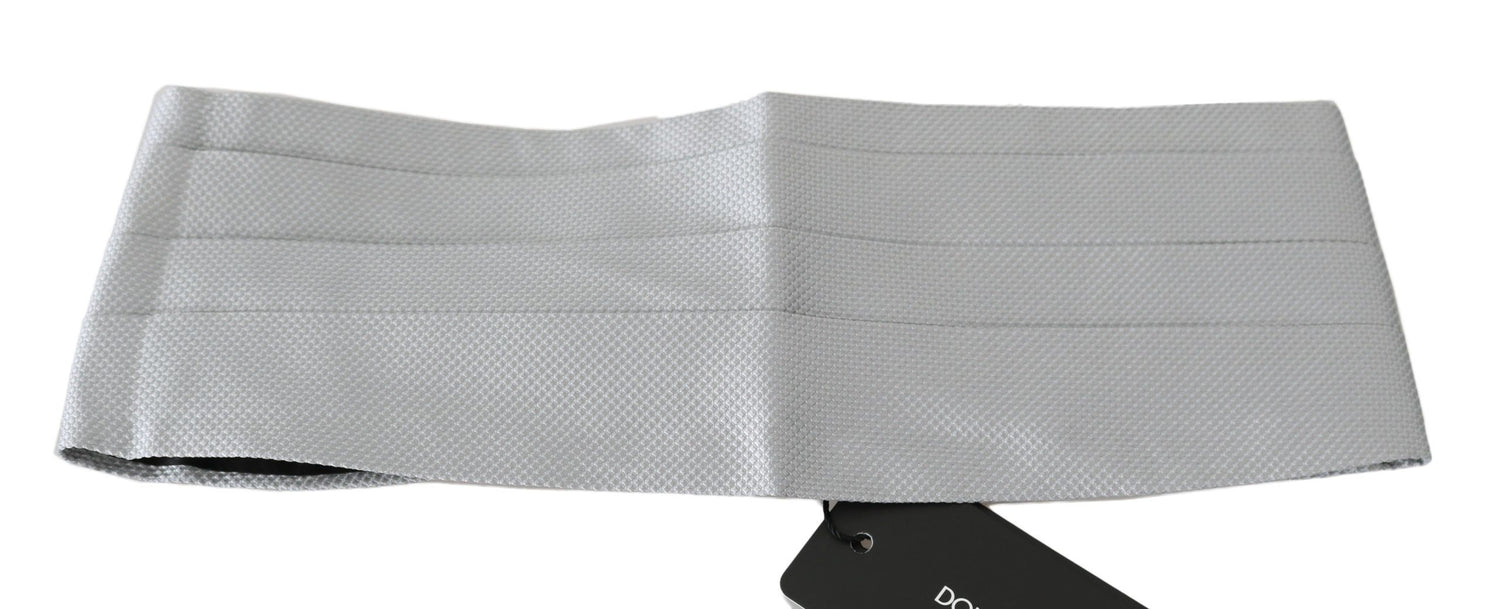 Dolce &amp; Gabbana Gray Men Waist Belt 100% Silk Cummerbund