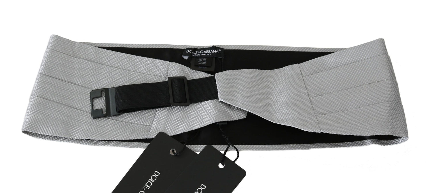 Dolce &amp; Gabbana Gray Men Waist Belt 100% Silk Cummerbund