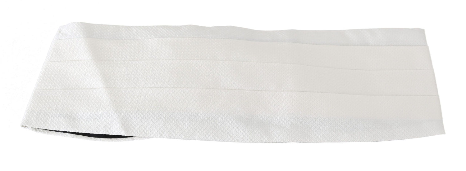 Dolce &amp; Gabbana White Men Waist Belt 100% Silk Cummerbund