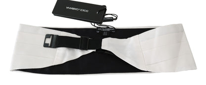 Dolce &amp; Gabbana White Men Waist Belt 100% Silk Cummerbund
