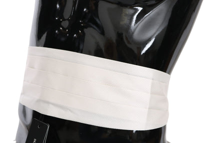 Dolce &amp; Gabbana White Men Waist Belt 100% Silk Cummerbund