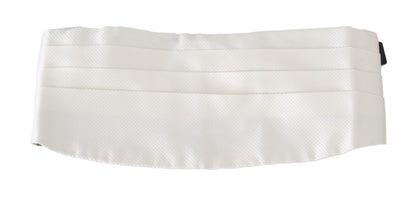 Dolce &amp; Gabbana White Men Waist Belt 100% Silk Cummerbund