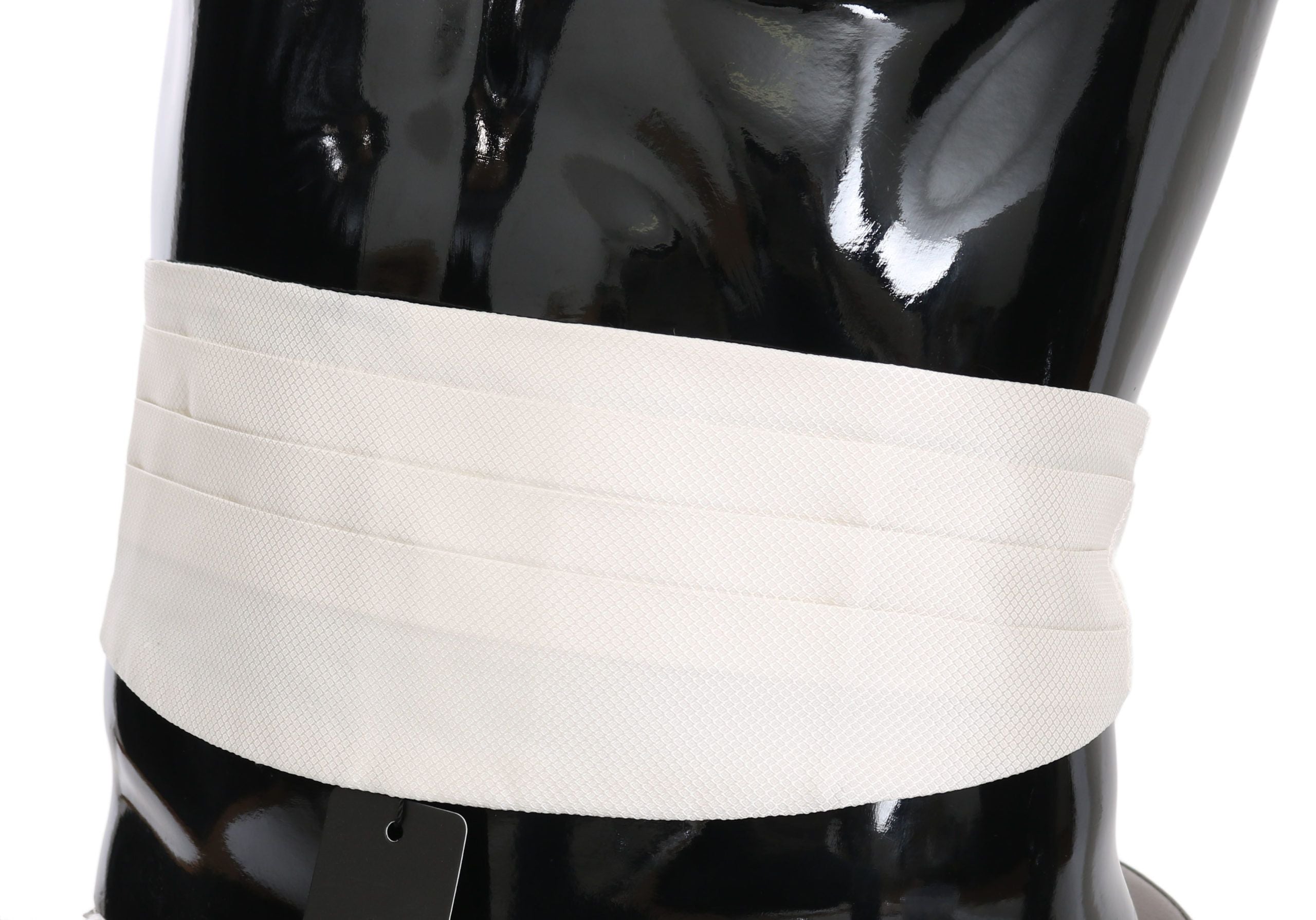 Dolce &amp; Gabbana White Men Waist Belt 100% Silk Cummerbund