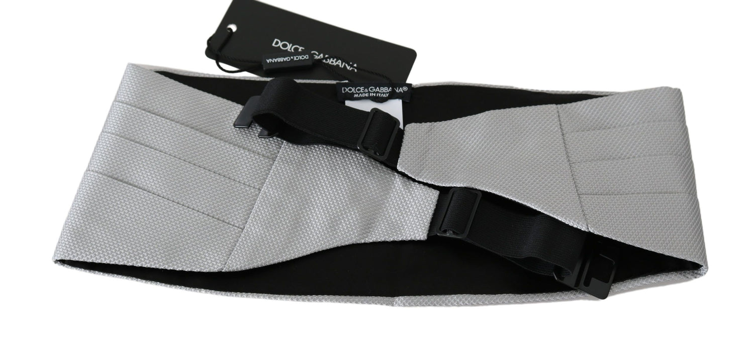 Dolce &amp; Gabbana Gray Men Waist Belt 100% Silk Cummerbund