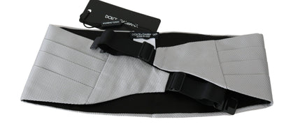 Dolce &amp; Gabbana Gray Men Waist Belt 100% Silk Cummerbund