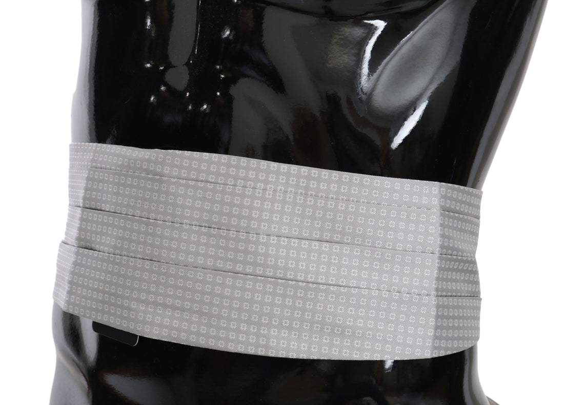 Dolce &amp; Gabbana Gray Patterned Waist Belt Silk Cummerbund