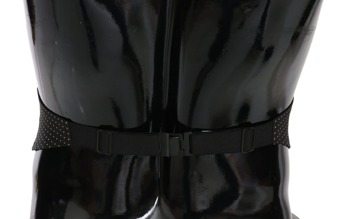 Dolce &amp; Gabbana Black Dotted Waist Belt Silk Cummerbund