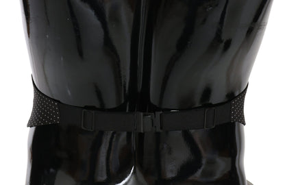 Dolce &amp; Gabbana Black Dotted Waist Belt Silk Cummerbund
