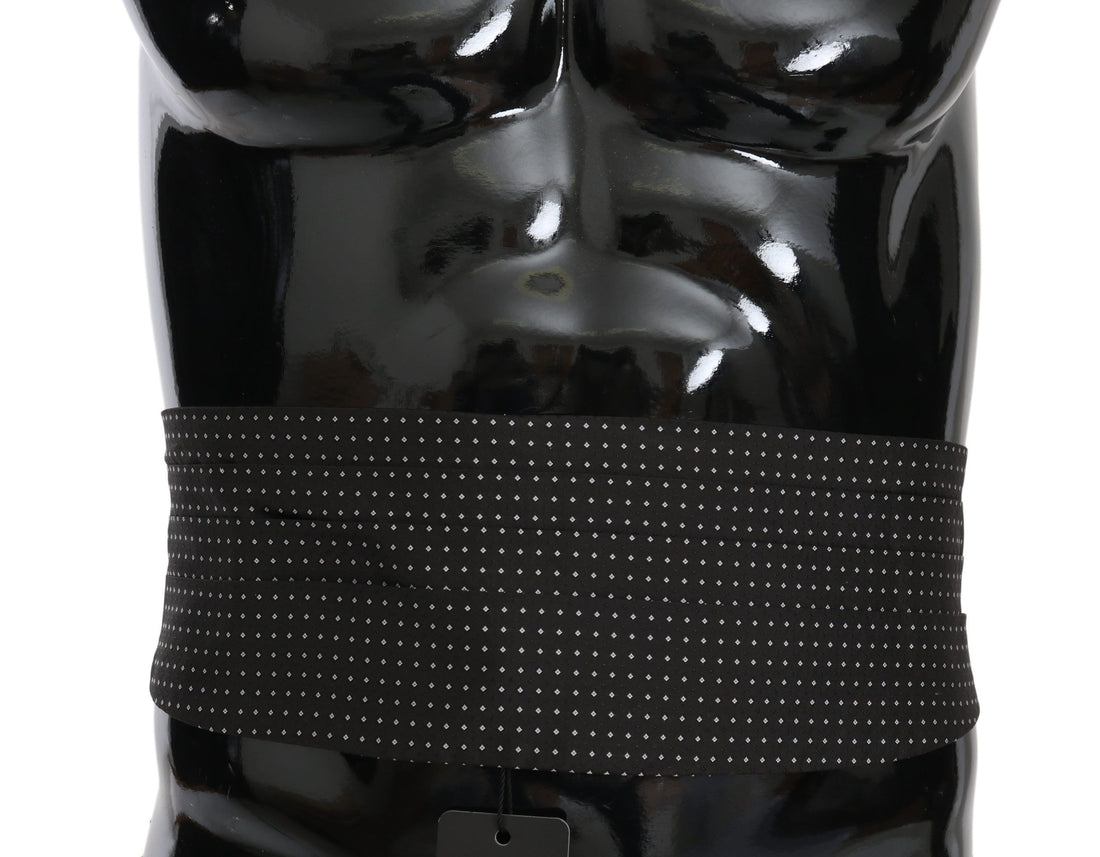 Dolce &amp; Gabbana Black Dotted Waist Belt Silk Cummerbund
