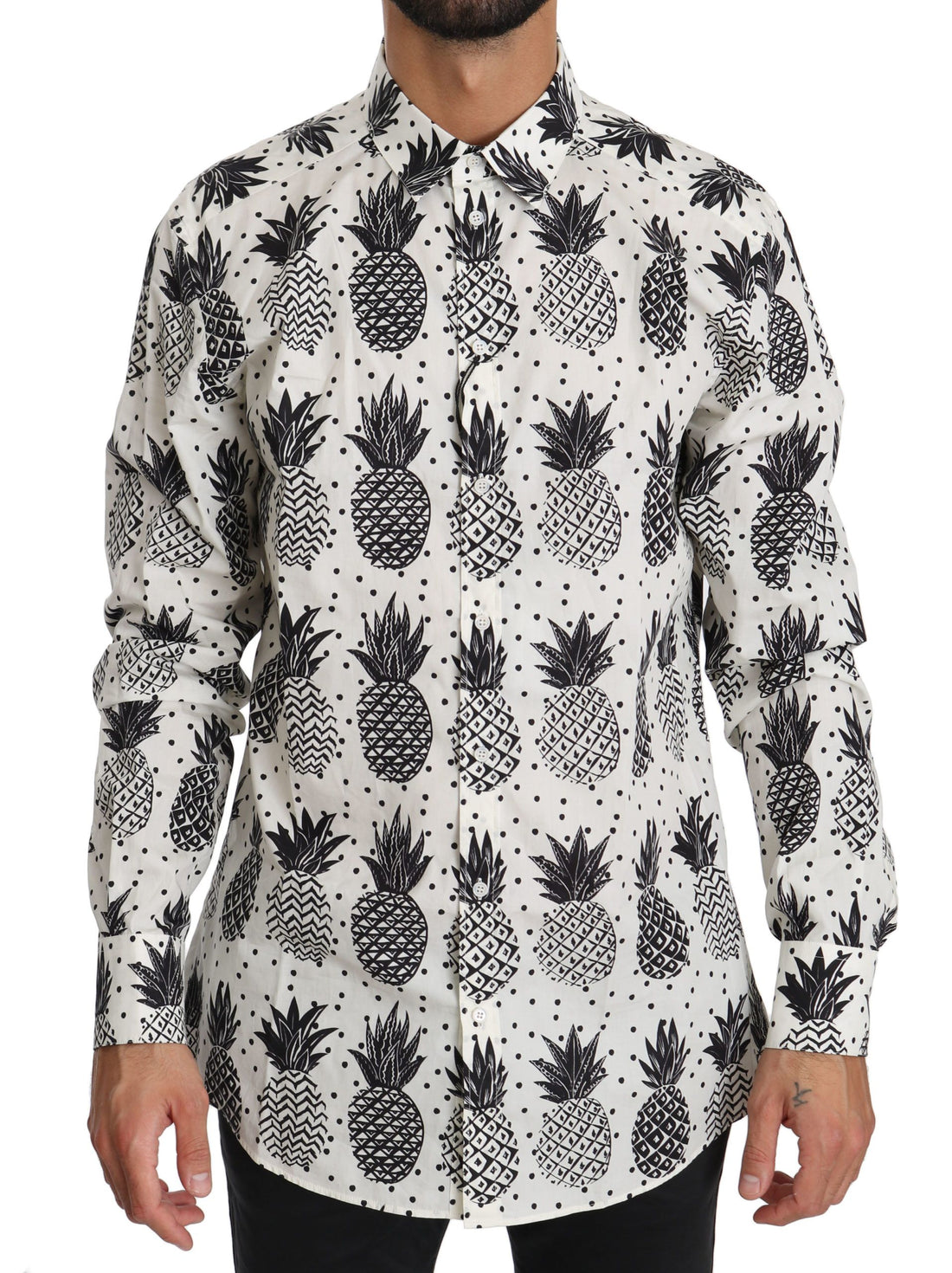 Dolce &amp;amp; Gabbana Vit Ananas Bomullstoppskjorta
