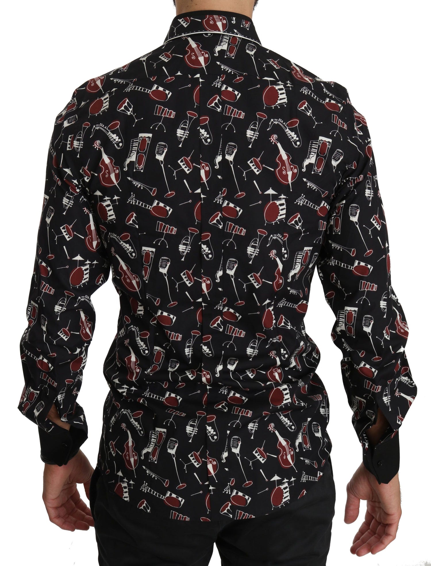Dolce &amp; Gabbana Black Musical Instrument Slim fit Shirt